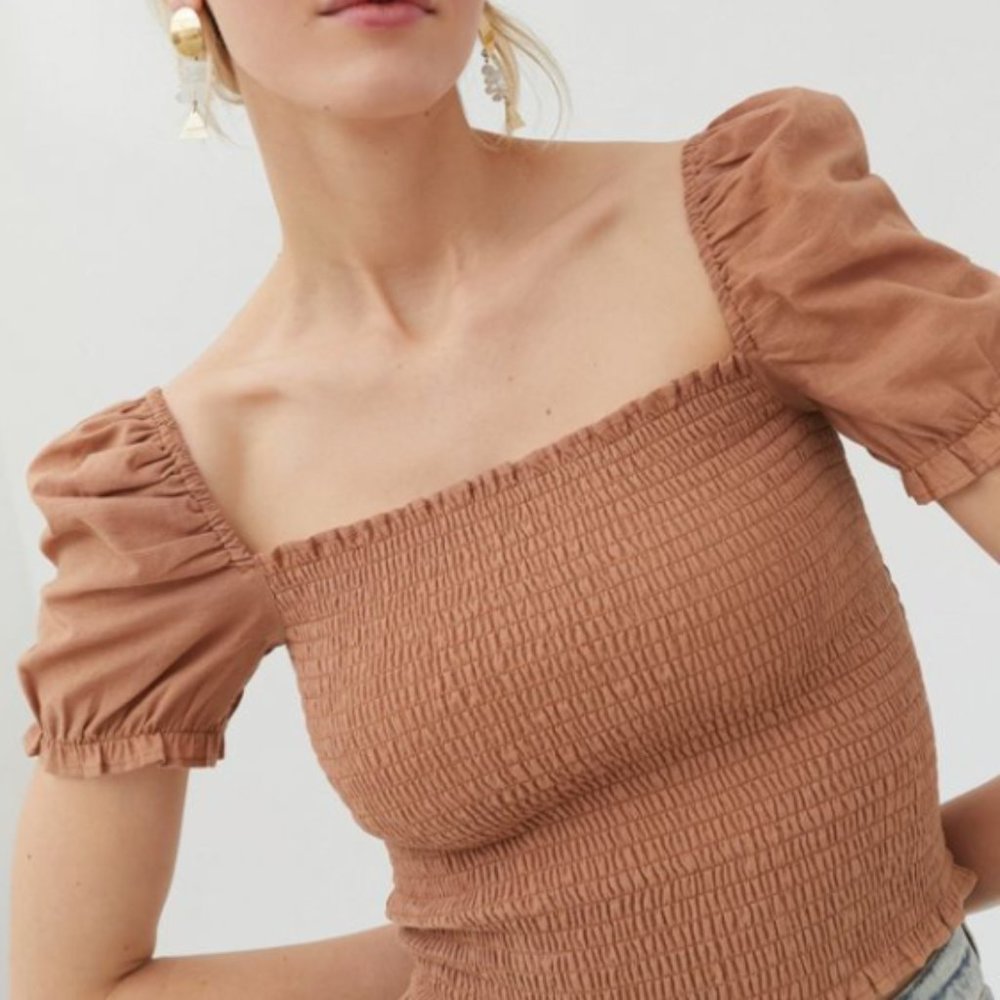 UO Sabrina Smocked Square Neck Top